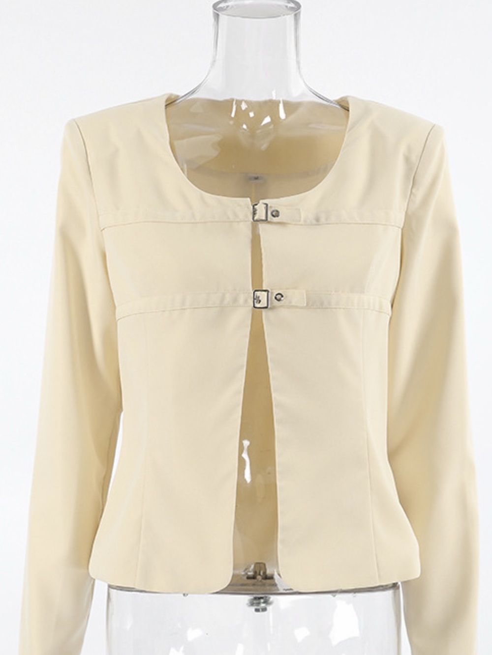 ♥️Cream Women's Tailored Jacket with Buckle Closures- Apricot